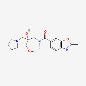 molecular formula C19H25N3O4 B5512719 4-[(2-methyl-1,3-benzoxazol-6-yl)carbonyl]-6-(pyrrolidin-1-ylmethyl)-1,4-oxazepan-6-ol 