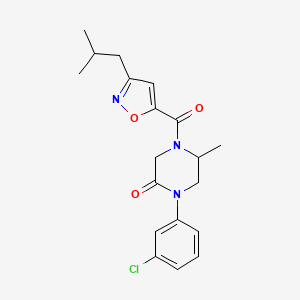 molecular formula C19H22ClN3O3 B5512756 1-(3-chlorophenyl)-4-[(3-isobutyl-5-isoxazolyl)carbonyl]-5-methyl-2-piperazinone 