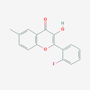 molecular formula C16H11FO3 B5512799 2-(2-Fluorophenyl)-3-hydroxy-6-methylchromen-4-one 