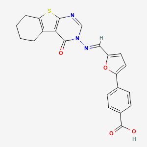 molecular formula C22H17N3O4S B5513003 4-[5-({[4-OXO-5,6,7,8-TETRAHYDRO[1]BENZOTHIENO[2,3-D]PYRIMIDIN-3(4H)-YL]IMINO}METHYL)-2-FURYL]BENZOIC ACID 