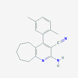 molecular formula C19H21N3 B5513034 2-amino-4-(2,5-dimethylphenyl)-6,7,8,9-tetrahydro-5H-cyclohepta[b]pyridine-3-carbonitrile 
