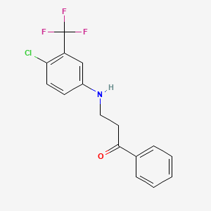 molecular formula C16H13ClF3NO B5513040 3-[4-Chloro-3-(trifluoromethyl)anilino]-1-phenylpropan-1-one 