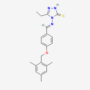 molecular formula C21H24N4OS B5513088 3-ethyl-4-[(E)-[4-[(2,4,6-trimethylphenyl)methoxy]phenyl]methylideneamino]-1H-1,2,4-triazole-5-thione 