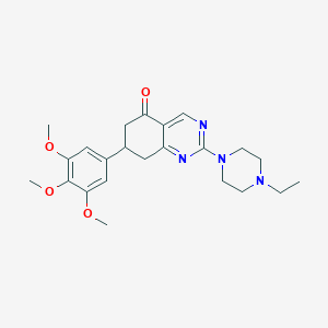 molecular formula C23H30N4O4 B5513095 2-(4-ethylpiperazin-1-yl)-7-(3,4,5-trimethoxyphenyl)-7,8-dihydroquinazolin-5(6H)-one 