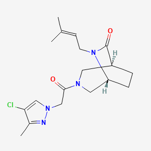 molecular formula C18H25ClN4O2 B5513128 (1S,5R)-3-[2-(4-chloro-3-methylpyrazol-1-yl)acetyl]-6-(3-methylbut-2-enyl)-3,6-diazabicyclo[3.2.2]nonan-7-one 