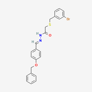 molecular formula C23H21BrN2O2S B5513174 2-[(3-bromophenyl)methylsulfanyl]-N-[(E)-(4-phenylmethoxyphenyl)methylideneamino]acetamide 