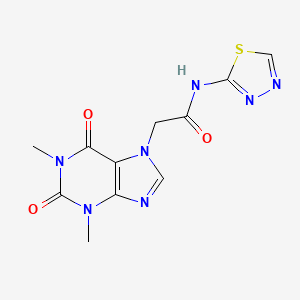 molecular formula C11H11N7O3S B5513185 2-(1,3-DIMETHYL-2,6-DIOXO-2,3,6,7-TETRAHYDRO-1H-PURIN-7-YL)-N-(1,3,4-THIADIAZOL-2-YL)ACETAMIDE 