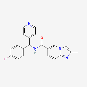 molecular formula C21H17FN4O B5513201 N-[(4-fluorophenyl)(pyridin-4-yl)methyl]-2-methylimidazo[1,2-a]pyridine-6-carboxamide 