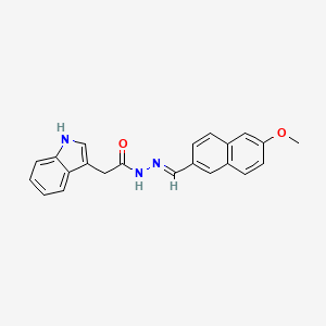 molecular formula C22H19N3O2 B5513216 2-(1H-indol-3-yl)-N-[(E)-(6-methoxynaphthalen-2-yl)methylideneamino]acetamide 