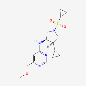 molecular formula C16H24N4O3S B5513262 N-[(3R,4S)-4-cyclopropyl-1-cyclopropylsulfonylpyrrolidin-3-yl]-6-(methoxymethyl)pyrimidin-4-amine 