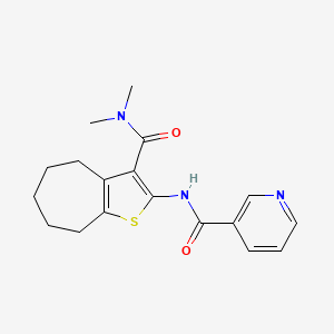 molecular formula C18H21N3O2S B5513373 N-[3-(dimethylcarbamoyl)-5,6,7,8-tetrahydro-4H-cyclohepta[b]thiophen-2-yl]pyridine-3-carboxamide 