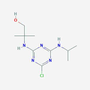 molecular formula C10H18ClN5O B5513480 2-({4-CHLORO-6-[(PROPAN-2-YL)AMINO]-1,3,5-TRIAZIN-2-YL}AMINO)-2-METHYLPROPAN-1-OL 