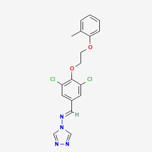molecular formula C18H16Cl2N4O2 B5513704 N-[(E)-{3,5-dichloro-4-[2-(2-methylphenoxy)ethoxy]phenyl}methylidene]-4H-1,2,4-triazol-4-amine 