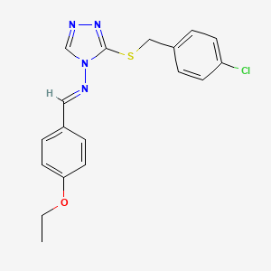 molecular formula C18H17ClN4OS B5513787 N-{3-[(4-CHLOROBENZYL)SULFANYL]-4H-1,2,4-TRIAZOL-4-YL}-N-[(E)-1-(4-ETHOXYPHENYL)METHYLIDENE]AMINE 