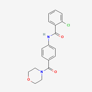 molecular formula C18H17ClN2O3 B5513950 2-chloro-N-[4-(morpholine-4-carbonyl)phenyl]benzamide 
