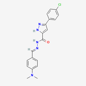 molecular formula C19H18ClN5O B5514415 3-(4-chlorophenyl)-N'-[4-(dimethylamino)benzylidene]-1H-pyrazole-5-carbohydrazide 