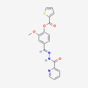 molecular formula C19H15N3O4S B5514524 [2-methoxy-4-[(E)-(pyridine-2-carbonylhydrazinylidene)methyl]phenyl] thiophene-2-carboxylate 