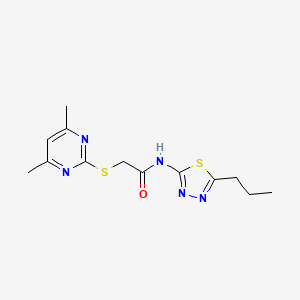 molecular formula C13H17N5OS2 B5514670 2-[(4,6-dimethylpyrimidin-2-yl)sulfanyl]-N-(5-propyl-1,3,4-thiadiazol-2-yl)acetamide 