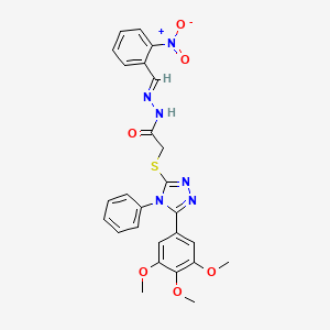 molecular formula C26H24N6O6S B5514826 N'-[(E)-(2-nitrophenyl)methylidene]-2-{[4-phenyl-5-(3,4,5-trimethoxyphenyl)-4H-1,2,4-triazol-3-yl]sulfanyl}acetohydrazide 