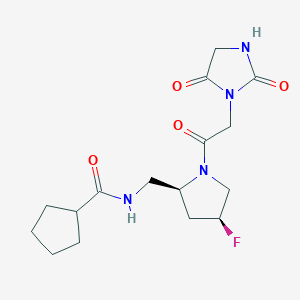 molecular formula C16H23FN4O4 B5514877 N-({(2S,4S)-1-[(2,5-dioxoimidazolidin-1-yl)acetyl]-4-fluoropyrrolidin-2-yl}methyl)cyclopentanecarboxamide 