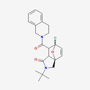 molecular formula C22H26N2O3 B5515108 (1R,7S)-3-tert-butyl-6-(3,4-dihydro-1H-isoquinoline-2-carbonyl)-10-oxa-3-azatricyclo[5.2.1.01,5]dec-8-en-4-one 