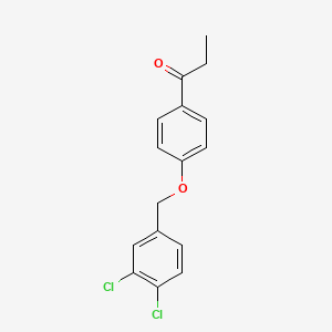 molecular formula C16H14Cl2O2 B5515281 1-{4-[(3,4-Dichlorophenyl)methoxy]phenyl}propan-1-one 