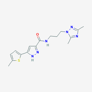 molecular formula C16H20N6OS B5515523 N-[3-(3,5-dimethyl-1H-1,2,4-triazol-1-yl)propyl]-3-(5-methyl-2-thienyl)-1H-pyrazole-5-carboxamide 