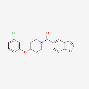 molecular formula C21H20ClNO3 B5515535 4-(3-chlorophenoxy)-1-[(2-methyl-1-benzofuran-5-yl)carbonyl]piperidine 