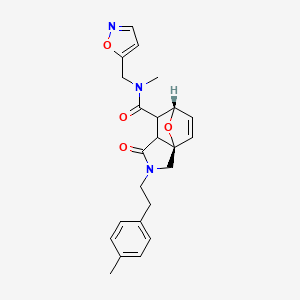 molecular formula C23H25N3O4 B5515598 (1R,7S)-N-methyl-3-[2-(4-methylphenyl)ethyl]-N-(1,2-oxazol-5-ylmethyl)-4-oxo-10-oxa-3-azatricyclo[5.2.1.01,5]dec-8-ene-6-carboxamide 