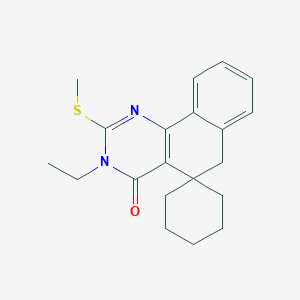 molecular formula C20H24N2OS B5515653 3-ETHYL-2-(METHYLSULFANYL)-4,6-DIHYDRO-3H-SPIRO[BENZO[H]QUINAZOLINE-5,1'-CYCLOHEXAN]-4-ONE 