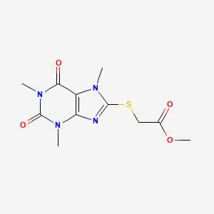 molecular formula C11H14N4O4S B5515665 methyl 2-[(1,3,7-trimethyl-2,6-dioxo-2,3,6,7-tetrahydro-1H-purin-8-yl)sulfanyl]acetate 
