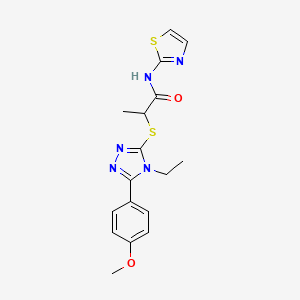 molecular formula C17H19N5O2S2 B5515733 2-{[4-ethyl-5-(4-methoxyphenyl)-4H-1,2,4-triazol-3-yl]sulfanyl}-N-(1,3-thiazol-2-yl)propanamide 
