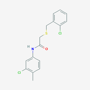 molecular formula C16H15Cl2NOS B5515783 N-(3-CHLORO-4-METHYLPHENYL)-2-{[(2-CHLOROPHENYL)METHYL]SULFANYL}ACETAMIDE 