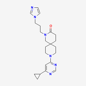 molecular formula C22H30N6O B5515980 9-(6-cyclopropylpyrimidin-4-yl)-2-[3-(1H-imidazol-1-yl)propyl]-2,9-diazaspiro[5.5]undecan-3-one 