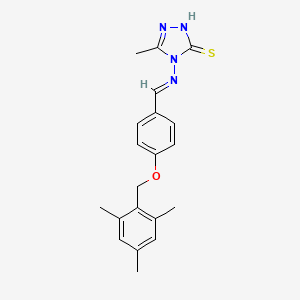 molecular formula C20H22N4OS B5516002 4-{[4-(mesitylmethoxy)benzylidene]amino}-5-methyl-4H-1,2,4-triazole-3-thiol 