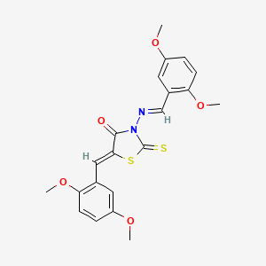 molecular formula C21H20N2O5S2 B5516007 5-(2,5-dimethoxybenzylidene)-3-[(2,5-dimethoxybenzylidene)amino]-2-thioxo-1,3-thiazolidin-4-one 