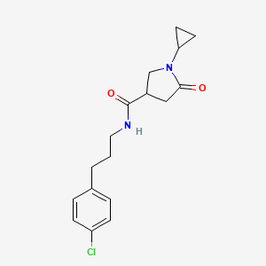 molecular formula C17H21ClN2O2 B5516056 N-[3-(4-chlorophenyl)propyl]-1-cyclopropyl-5-oxo-3-pyrrolidinecarboxamide 