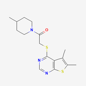 molecular formula C16H21N3OS2 B5516062 2-(5,6-Dimethylthieno[2,3-d]pyrimidin-4-yl)sulfanyl-1-(4-methylpiperidin-1-yl)ethanone 