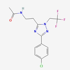 molecular formula C14H14ClF3N4O B5516148 N-{2-[3-(4-chlorophenyl)-1-(2,2,2-trifluoroethyl)-1H-1,2,4-triazol-5-yl]ethyl}acetamide 