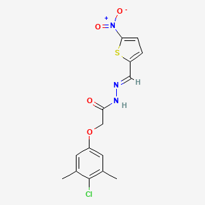 molecular formula C15H14ClN3O4S B5516178 2-(4-chloro-3,5-dimethylphenoxy)-N'-[(5-nitro-2-thienyl)methylene]acetohydrazide 