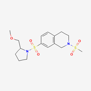molecular formula C16H24N2O5S2 B5516210 7-{[2-(methoxymethyl)pyrrolidin-1-yl]sulfonyl}-2-(methylsulfonyl)-1,2,3,4-tetrahydroisoquinoline 