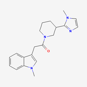 molecular formula C20H24N4O B5516222 1-methyl-3-{2-[3-(1-methyl-1H-imidazol-2-yl)-1-piperidinyl]-2-oxoethyl}-1H-indole 