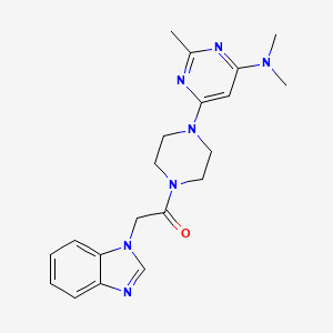 molecular formula C20H25N7O B5516284 6-[4-(1H-benzimidazol-1-ylacetyl)-1-piperazinyl]-N,N,2-trimethyl-4-pyrimidinamine 