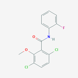 molecular formula C14H10Cl2FNO2 B5516296 3,6-dichloro-N-(2-fluorophenyl)-2-methoxybenzamide 