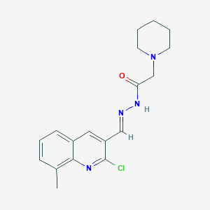 molecular formula C18H21ClN4O B5516322 N'-[(E)-(2-chloro-8-methylquinolin-3-yl)methylidene]-2-(piperidin-1-yl)acetohydrazide 