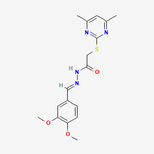 molecular formula C17H20N4O3S B5516335 N'-[(E)-(3,4-dimethoxyphenyl)methylidene]-2-[(4,6-dimethylpyrimidin-2-yl)sulfanyl]acetohydrazide 