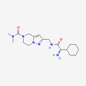 molecular formula C18H30N6O2 B5516409 2-({[(2S)-2-amino-2-cyclohexylacetyl]amino}methyl)-N,N-dimethyl-6,7-dihydropyrazolo[1,5-a]pyrazine-5(4H)-carboxamide hydrochloride 