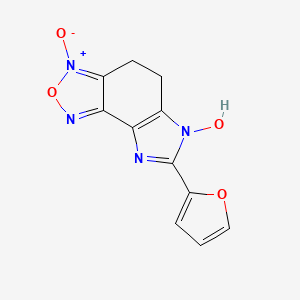 molecular formula C11H8N4O4 B5516430 7-(2-furyl)-4,5-dihydro-6H-imidazo[4,5-e][2,1,3]benzoxadiazol-6-ol 3-oxide 