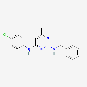 molecular formula C18H17ClN4 B5516560 N~2~-benzyl-N~4~-(4-chlorophenyl)-6-methyl-2,4-pyrimidinediamine 