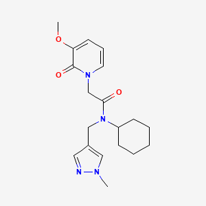 molecular formula C19H26N4O3 B5516574 N-cyclohexyl-2-(3-methoxy-2-oxopyridin-1(2H)-yl)-N-[(1-methyl-1H-pyrazol-4-yl)methyl]acetamide 